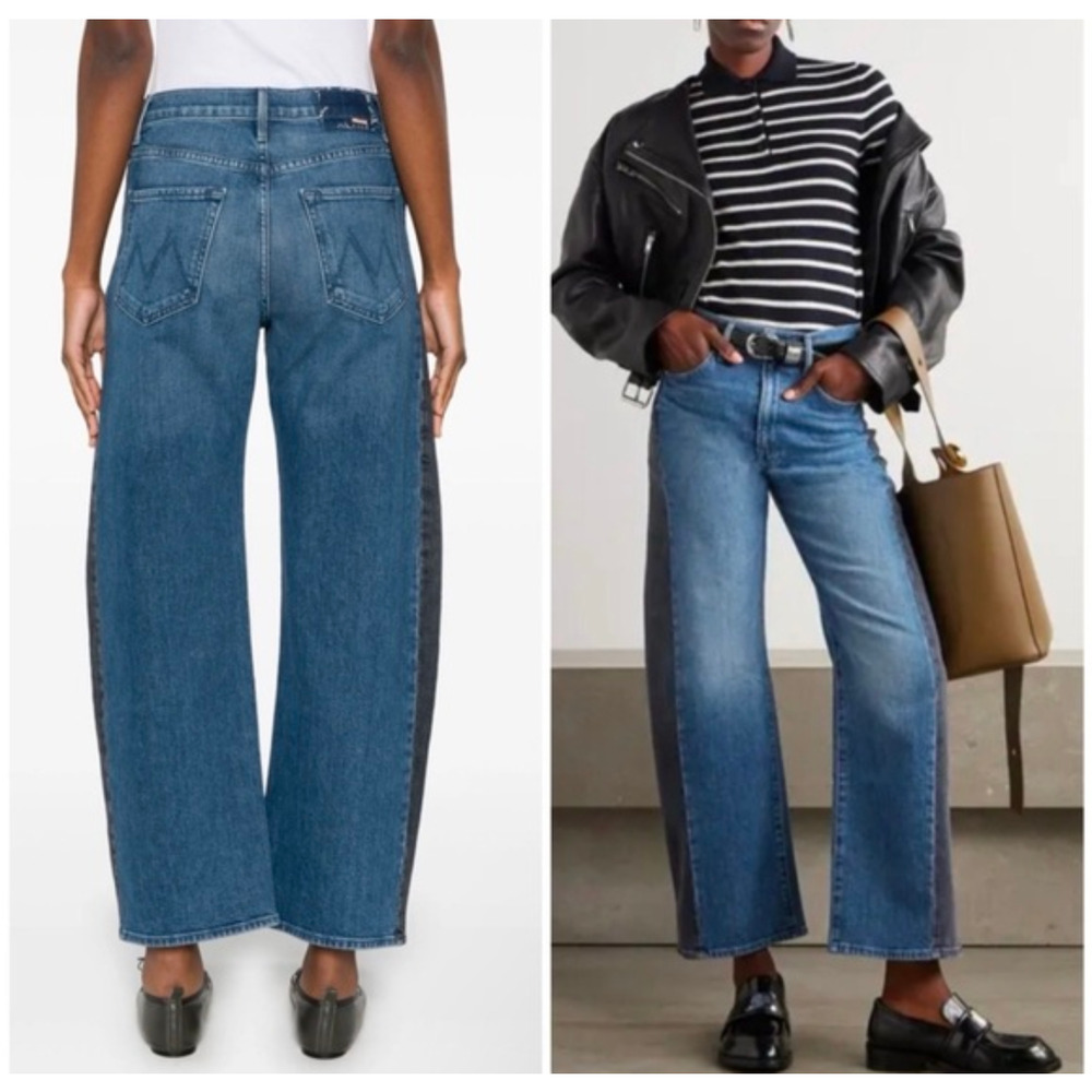 MOTHER Superior Half Pipe Flood 27 Black Blue Two Tone 98% Cotton Premium Denim - Picture 2 of 16